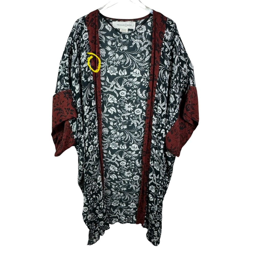 Treasure & Bond Nordstrom Border Print Duster Open Front Cardigan, One Size - Picture 11 of 12